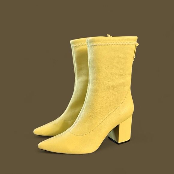 Anine Bing Chloe Yellow Leather Block Heel Boots Size 8 $450 - Picture 3 of 16